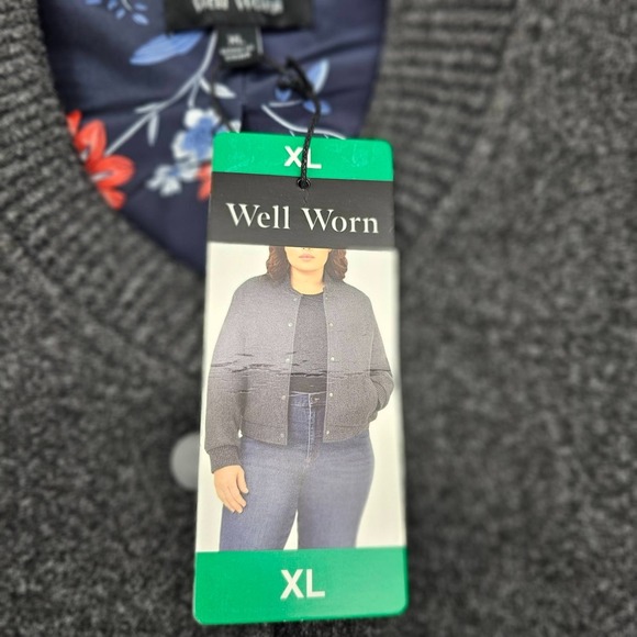 Well Worn Women's Bomber Style Jacket NWT Dark Smoke Grey Size XL Fall Winter - Picture 7 of 7